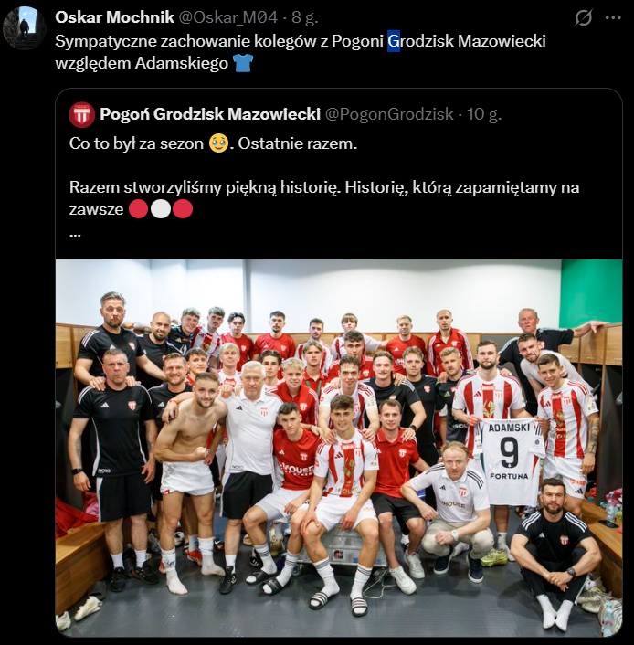Piłkarze Pogoni Grodzisk Mazowiecki PAMIĘTAJĄ o Rafale Adamskim i zrobili sobie TAKIE ZDJĘCIE! <3
